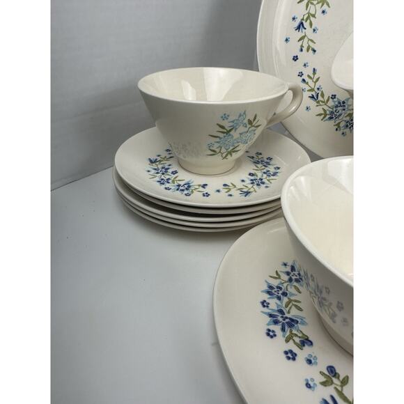 Stetson Ring Of Blue Flowers China VTG Aqua & Blue floral Set Of 24 - Picture 4 of 9